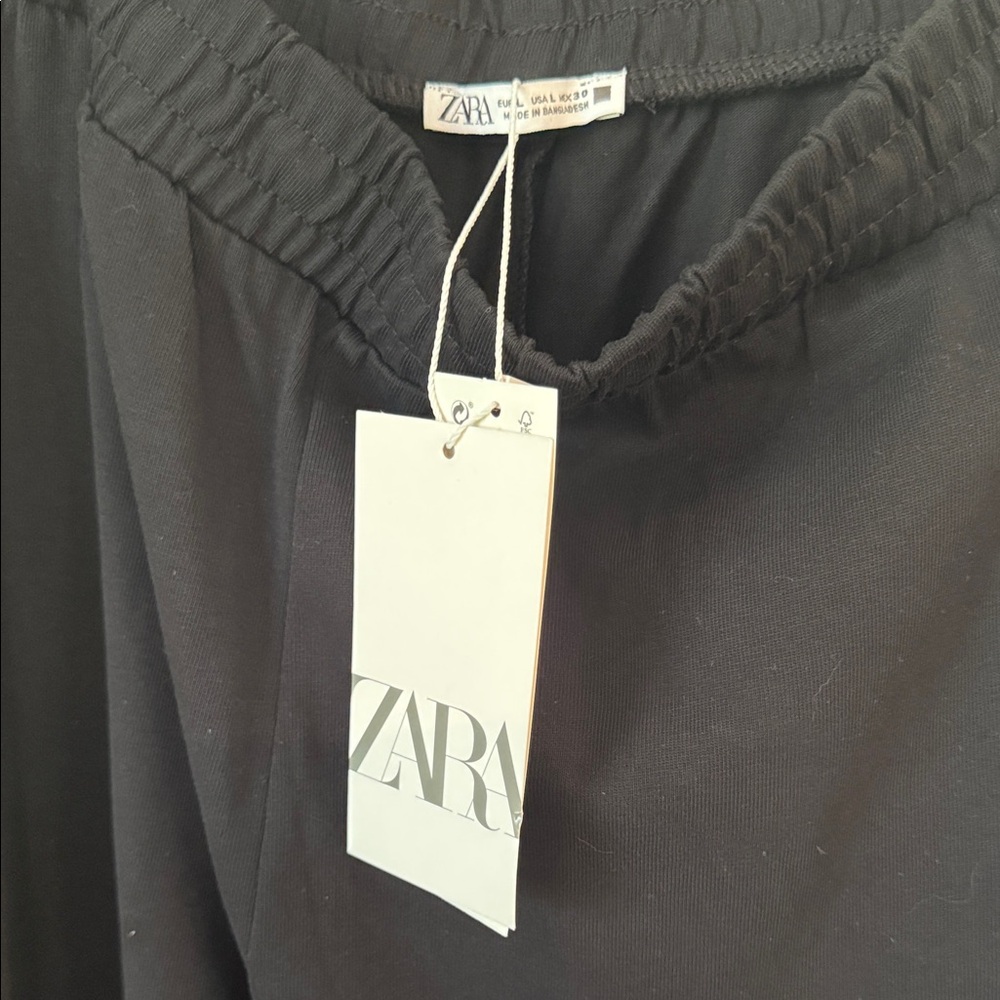 Zara Black Elastic-Waist Track Joggers - Picture 3 of 6